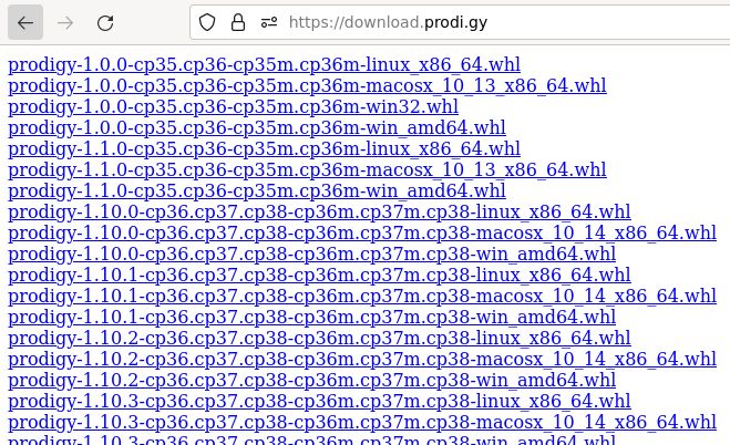 Example of Prodigy download page